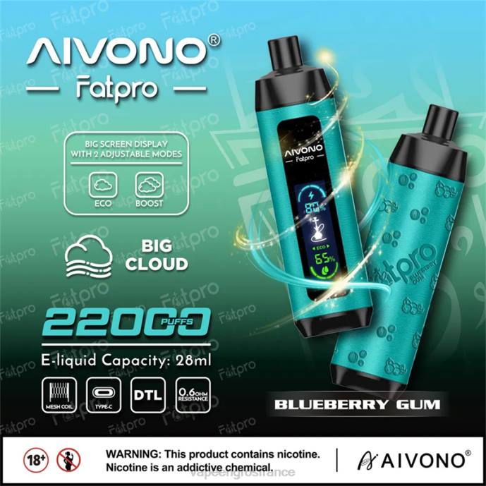 Aivono Fatpro 22000 gomme de myrtille - 80H89 Vape France Promotion