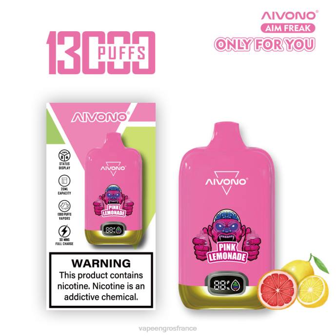 Aivono AIM FREAK 13000 limonade rose - 80H8249 Vape France Promotion