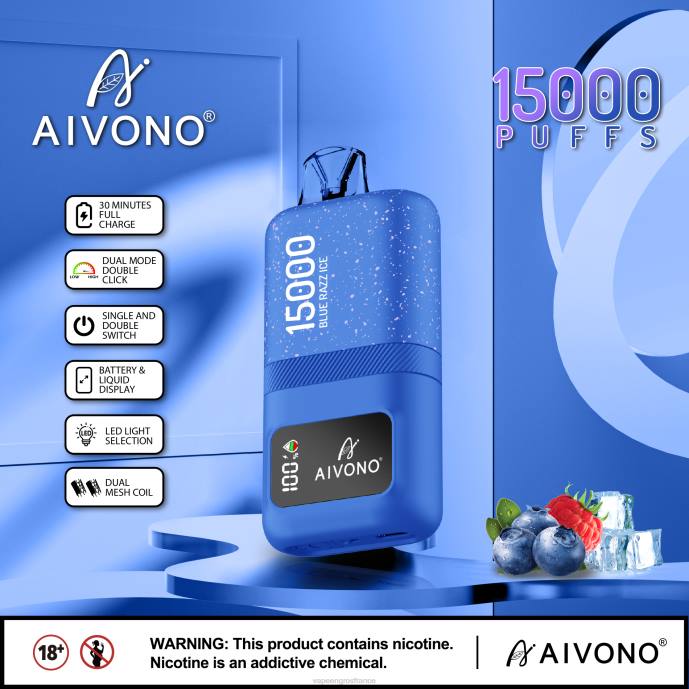 Aivono AIM magic 15000 glace bleue - 80H864 Cigarette Electronique France