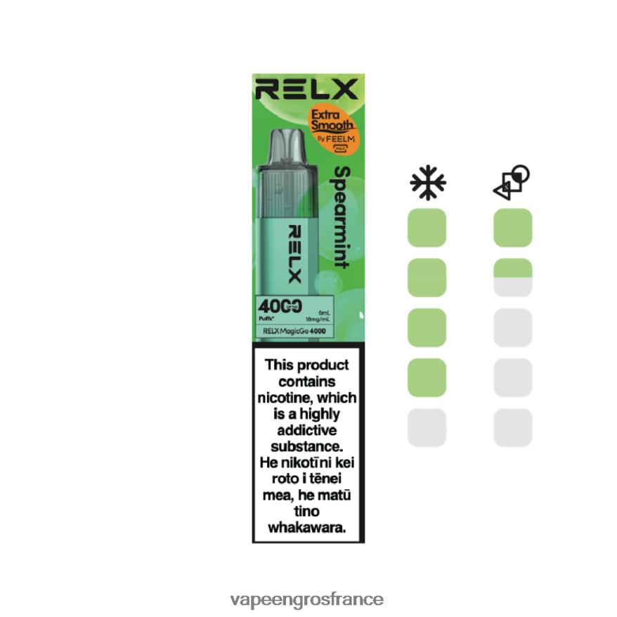 Eliquide France F8HBF83 - menthe verte RELX MagicGo 4000 vapes jetables